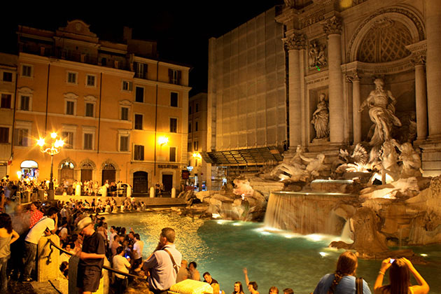 Trevi Fountain at night in Rome