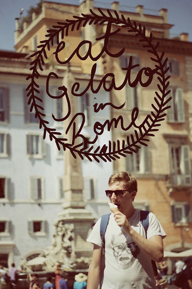 Tom eating Gelato in Rome.