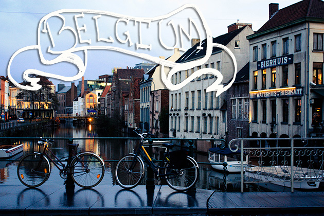 Belgium Bridge with Bicycles