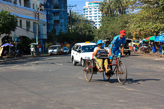 Toyota Taxi and Rickshaw in Yangon
