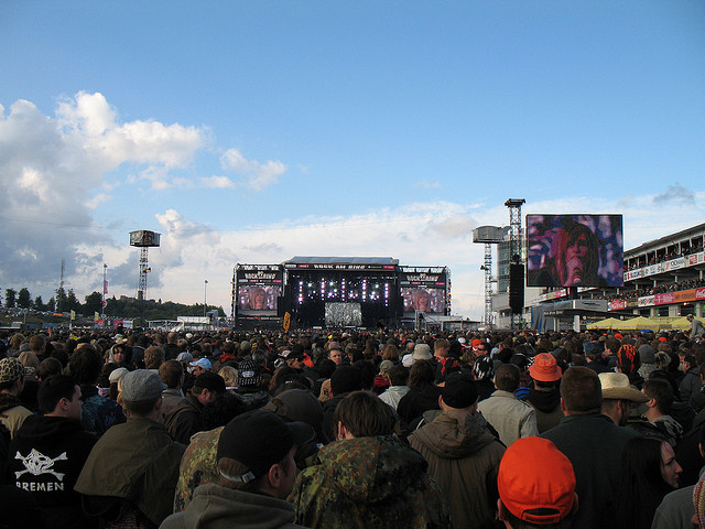 Crowd watching the stage at the Rock Am Ring Music Festival in Germany