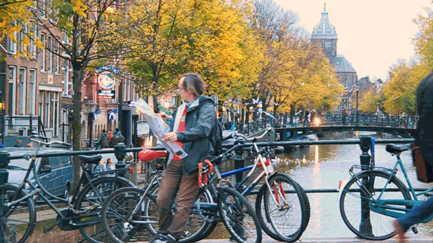 Travel Cinemagraph - Man with Map in Amsterdam